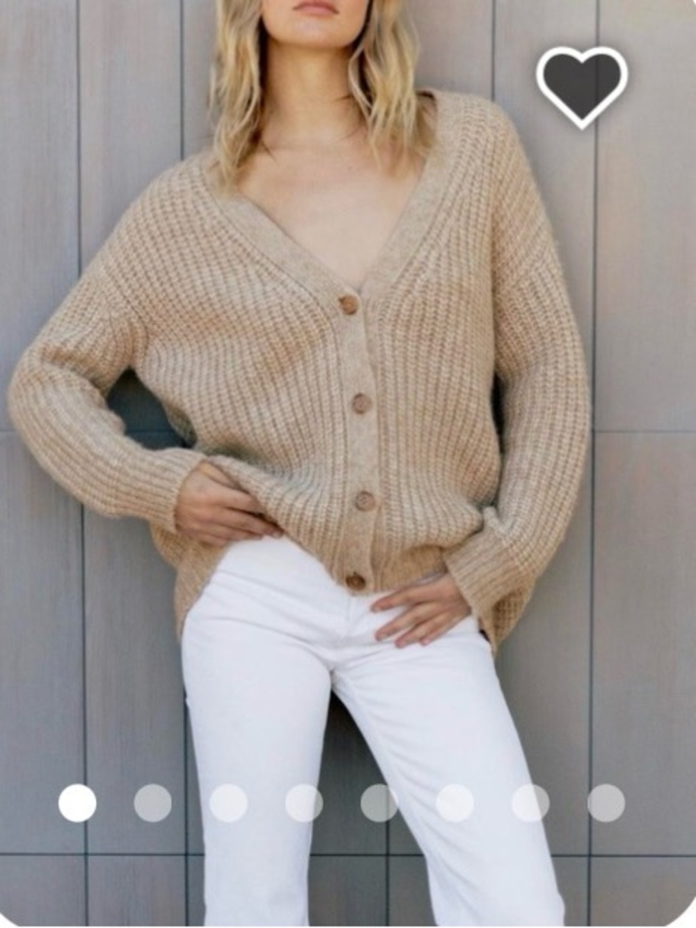 Jenni Kayne Cozy V-Neck Buttoned Cardigan Sweater - Beige